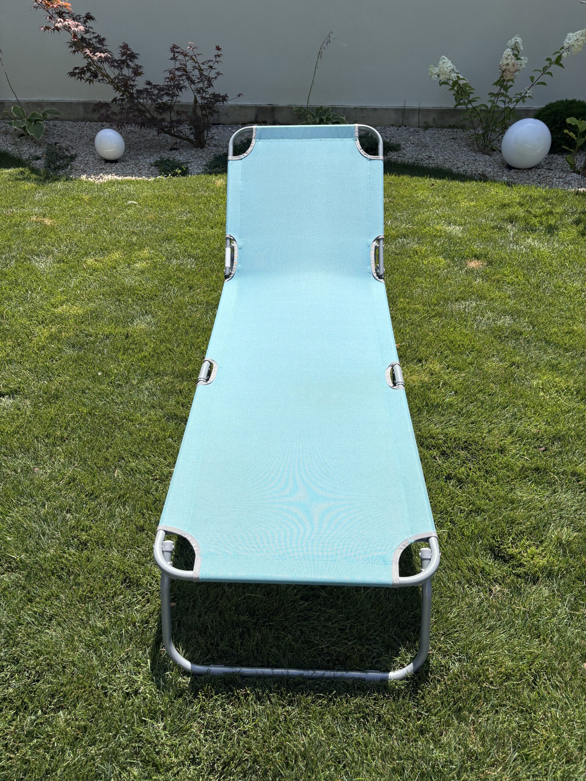 Sezlong pliant Sersimo, 186 x 56 cm, pentru plaja sau gradina, albastru, capacitate 110kg - imagine 8