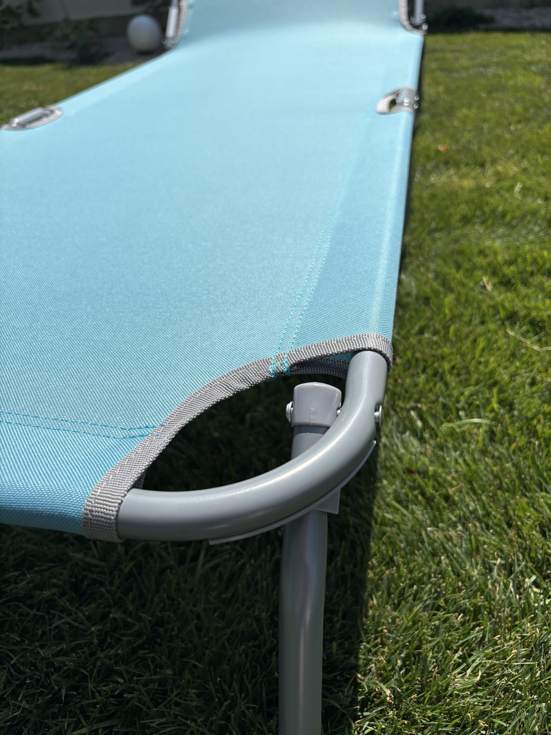 Sezlong pliant Sersimo, 186 x 56 cm, pentru plaja sau gradina, albastru, capacitate 110kg - imagine 9