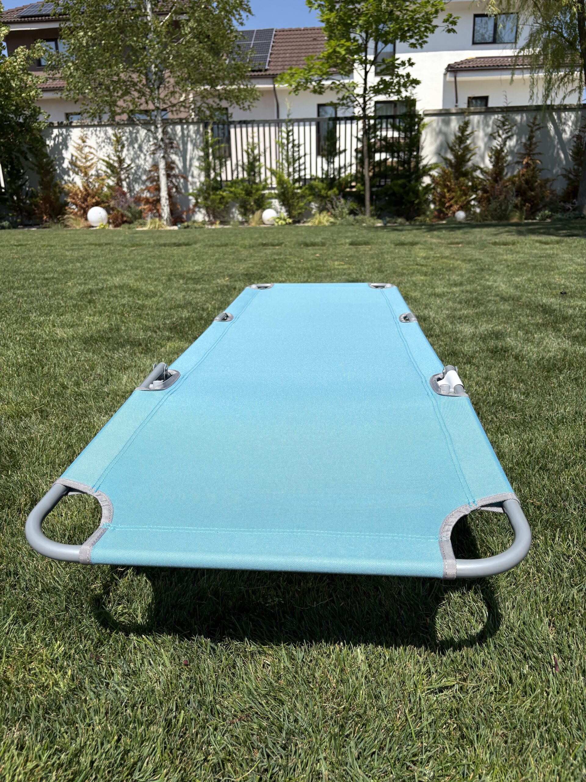 Sezlong pliant Sersimo, 186 x 56 cm, pentru plaja sau gradina, albastru, capacitate 110kg - imagine 12