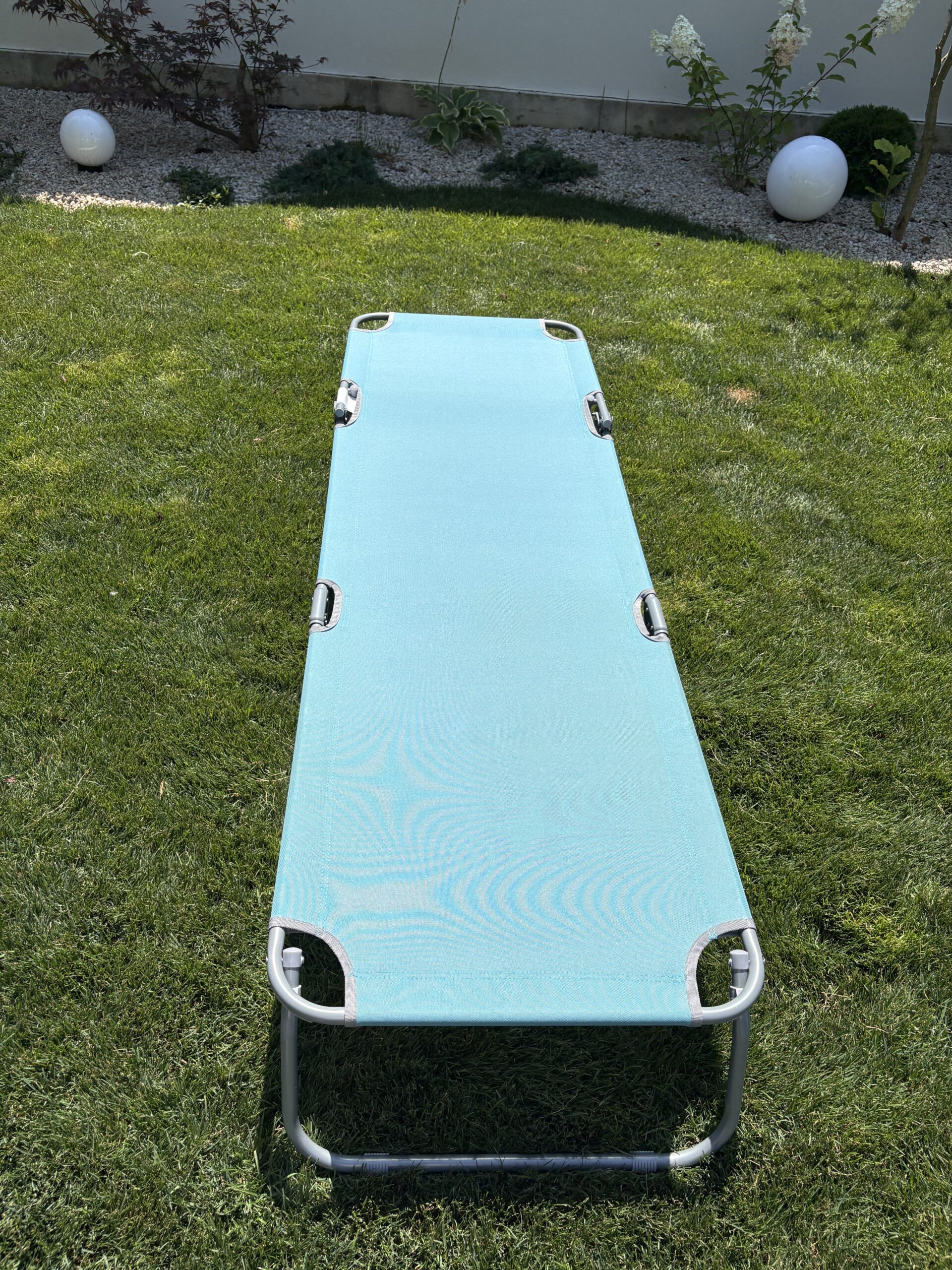 Sezlong pliant Sersimo, 186 x 56 cm, pentru plaja sau gradina, albastru, capacitate 110kg - imagine 13