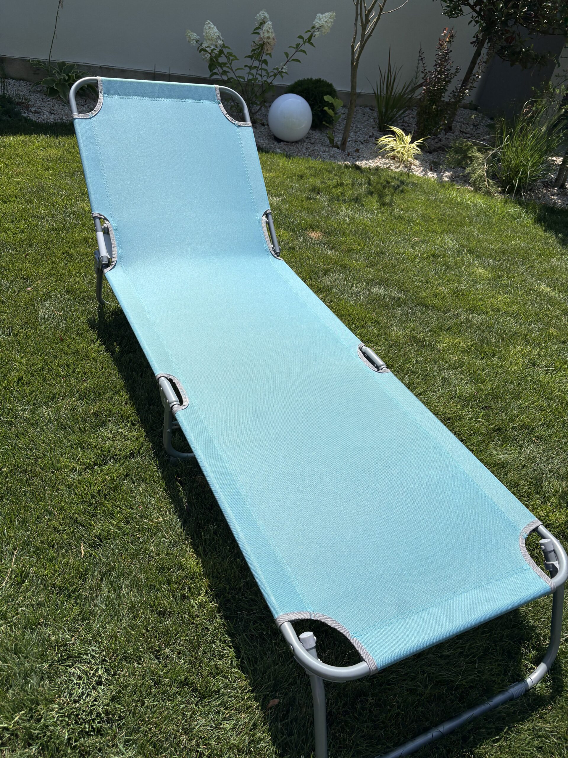 Sezlong pliant Sersimo, 186 x 56 cm, pentru plaja sau gradina, albastru, capacitate 110kg - imagine 14