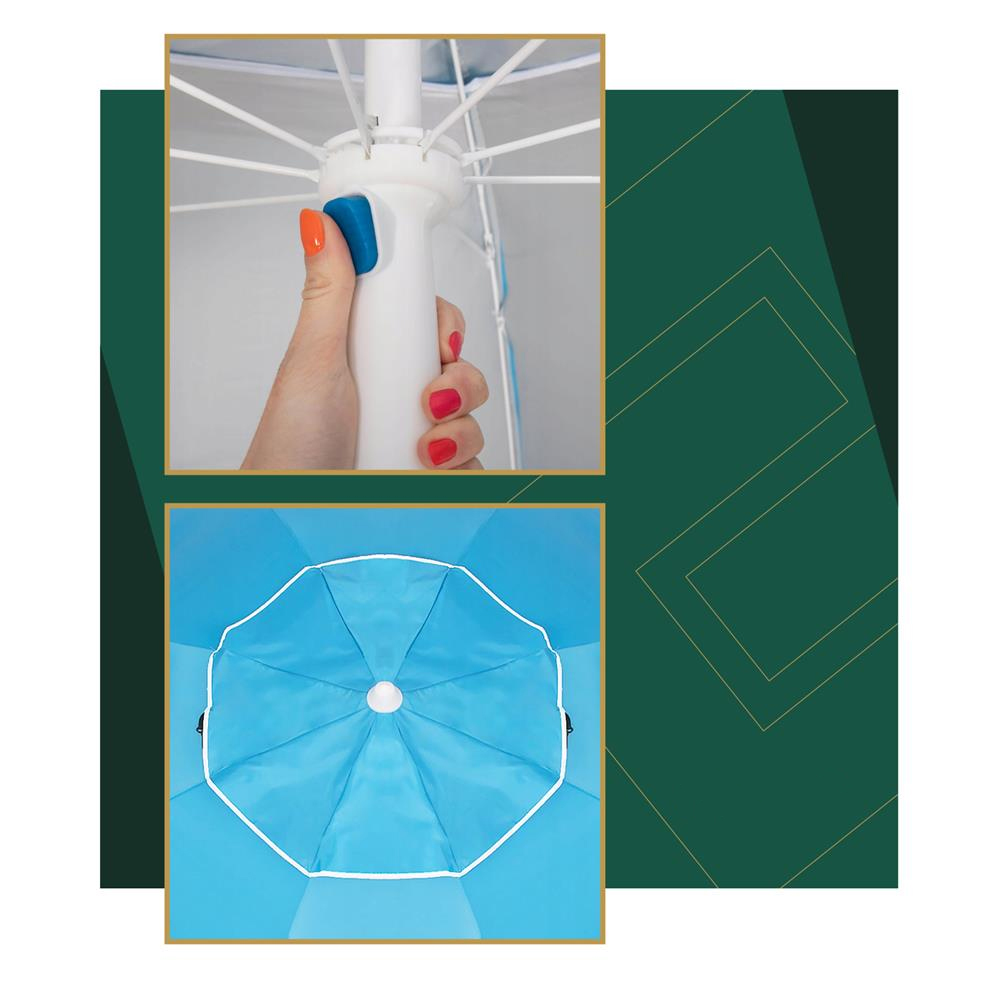 Umbrela tip cort de plaja XXL, cu 2 pereti laterali, protectie UV, inaltime reglabila 140-220 cm, albastru - imagine 17