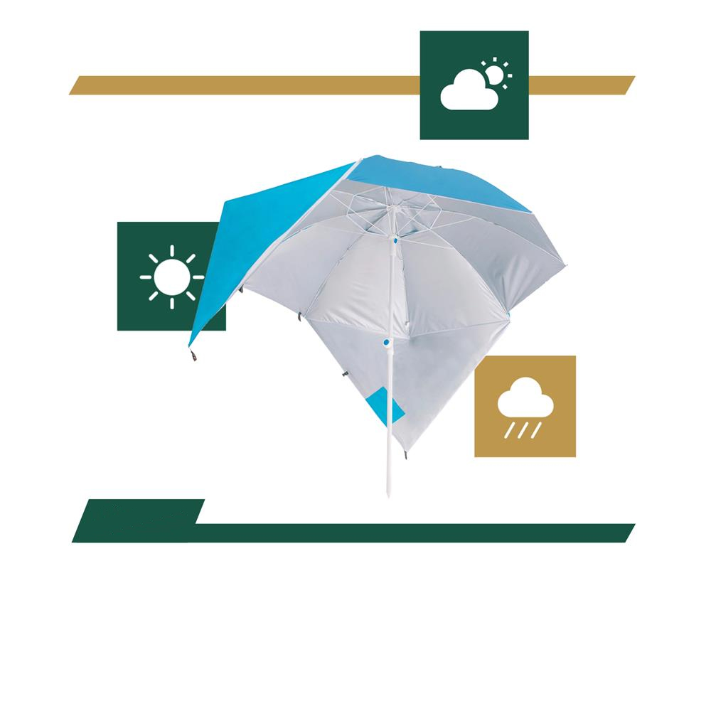 Umbrela tip cort de plaja XXL, cu 2 pereti laterali, protectie UV, inaltime reglabila 140-220 cm, albastru - imagine 19