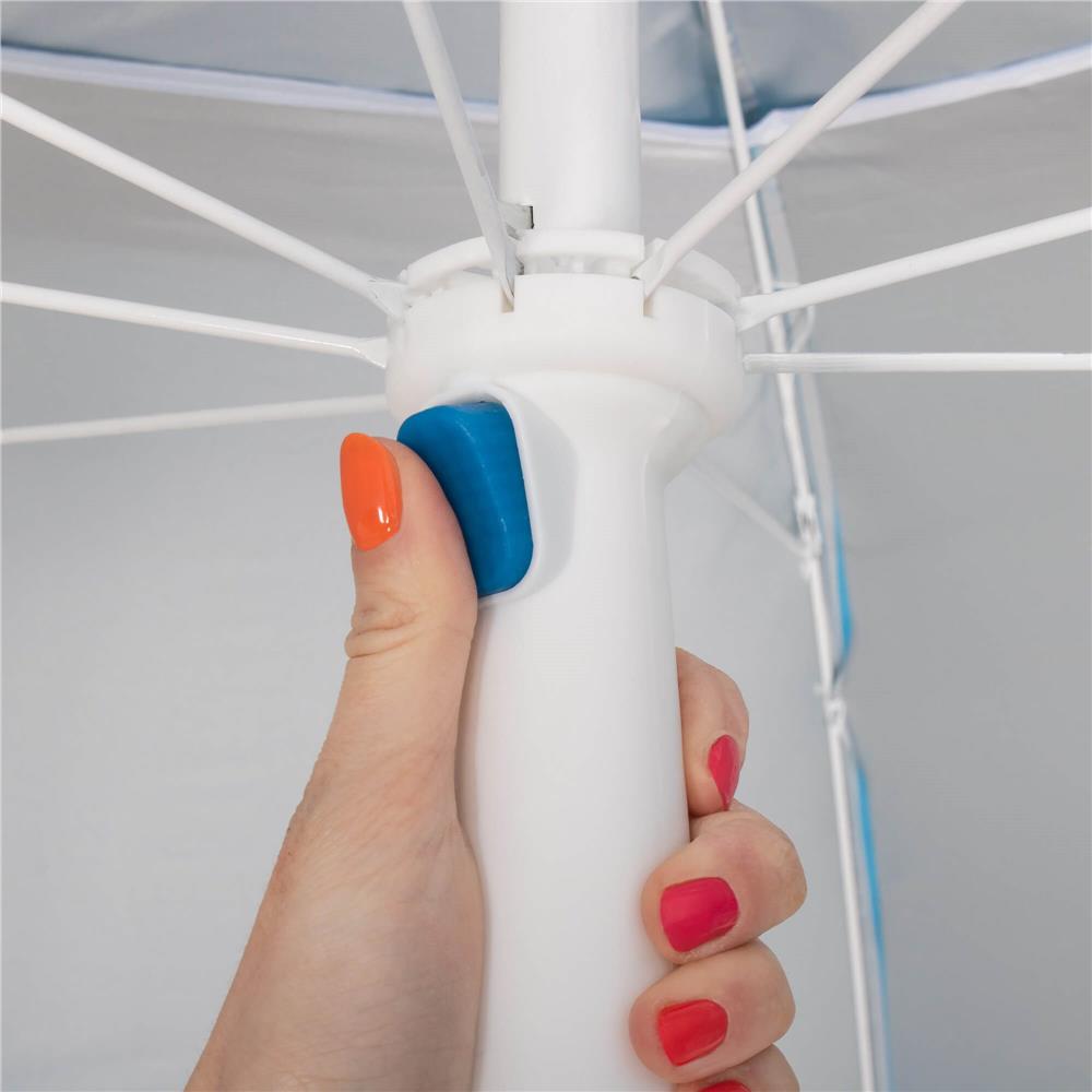 Umbrela tip cort de plaja XXL, cu 2 pereti laterali, protectie UV, inaltime reglabila 140-220 cm, albastru - imagine 5