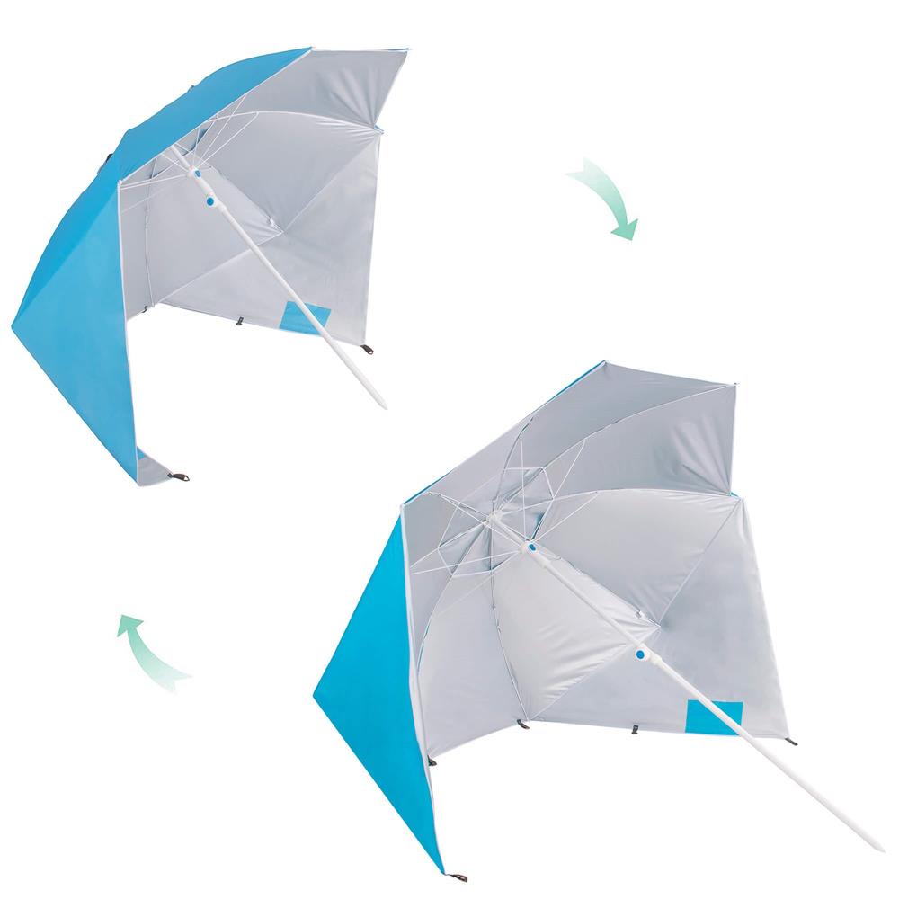 Umbrela tip cort de plaja XXL, cu 2 pereti laterali, protectie UV, inaltime reglabila 140-220 cm, albastru - imagine 13