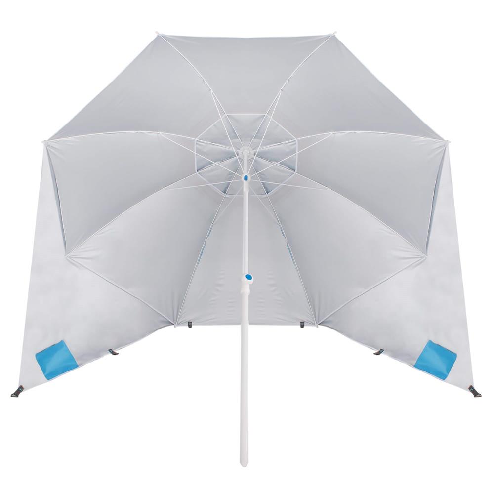 Umbrela tip cort de plaja XXL, cu 2 pereti laterali, protectie UV, inaltime reglabila 140-220 cm, albastru - imagine 14