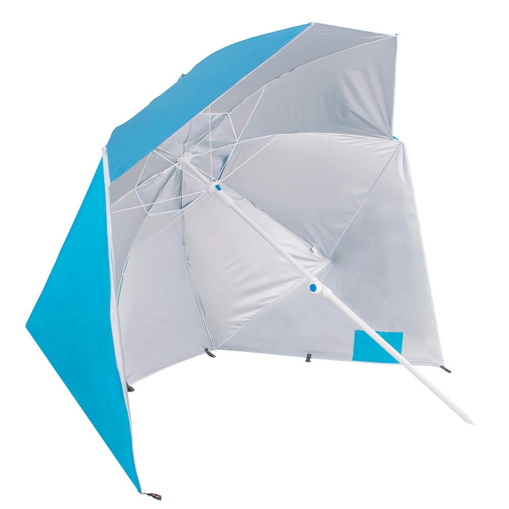 Umbrela tip cort de plaja XXL, cu 2 pereti laterali, protectie UV, inaltime reglabila 140-220 cm, albastru - imagine 16