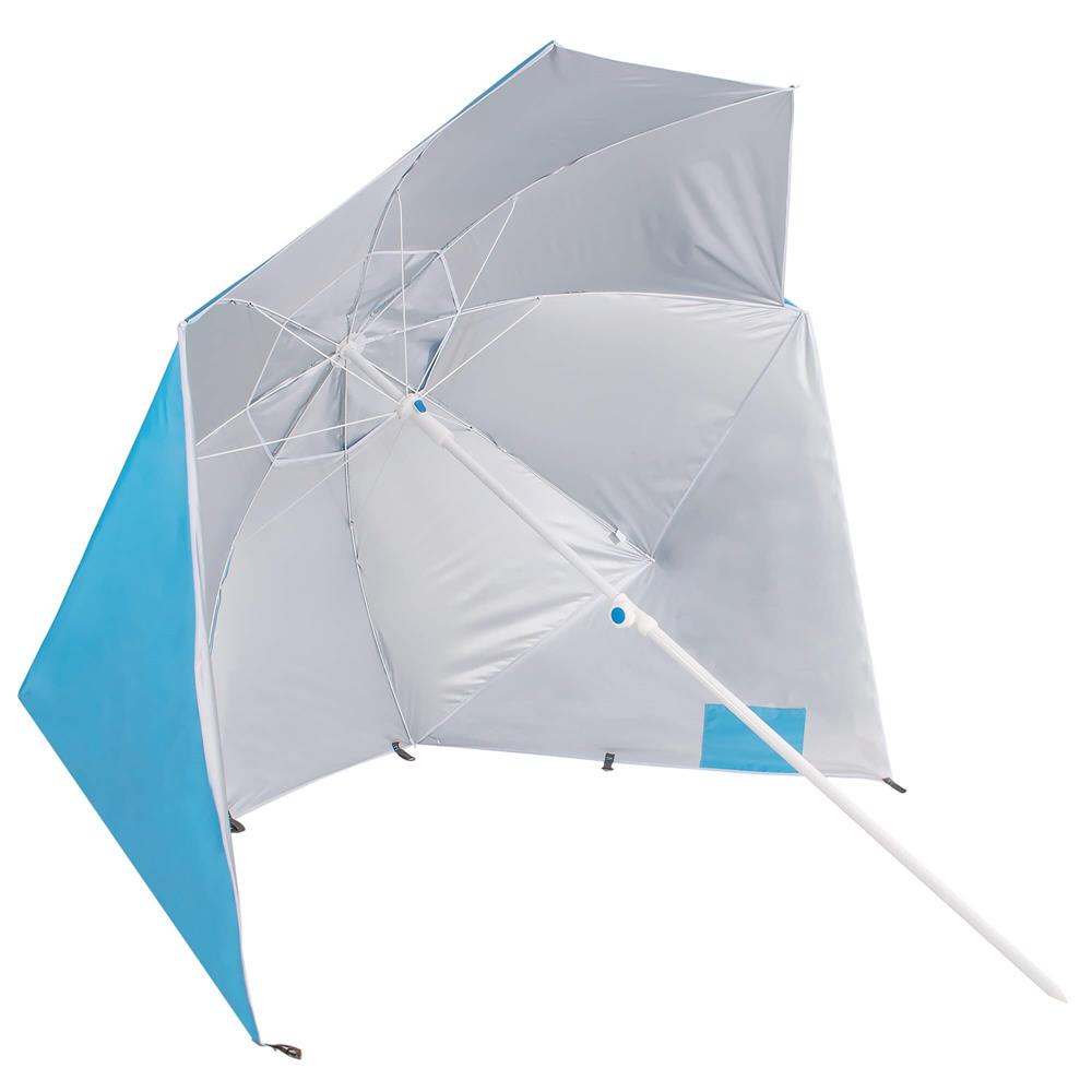 Umbrela tip cort de plaja XXL, cu 2 pereti laterali, protectie UV, inaltime reglabila 140-220 cm, albastru - imagine 9
