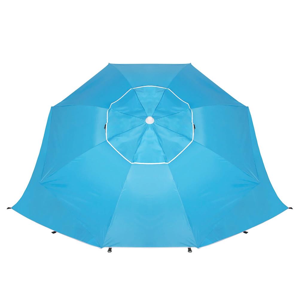 Umbrela tip cort de plaja XXL, cu 2 pereti laterali, protectie UV, inaltime reglabila 140-220 cm, albastru - imagine 11