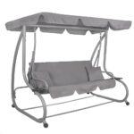 Balansoar gradina 3 locuri, extensibil tip pat, acoperis reglabil, 193x120x163 cm, gri