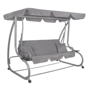 Balansoar gradina 3 locuri, extensibil tip pat, acoperis reglabil, 193x120x163 cm, gri