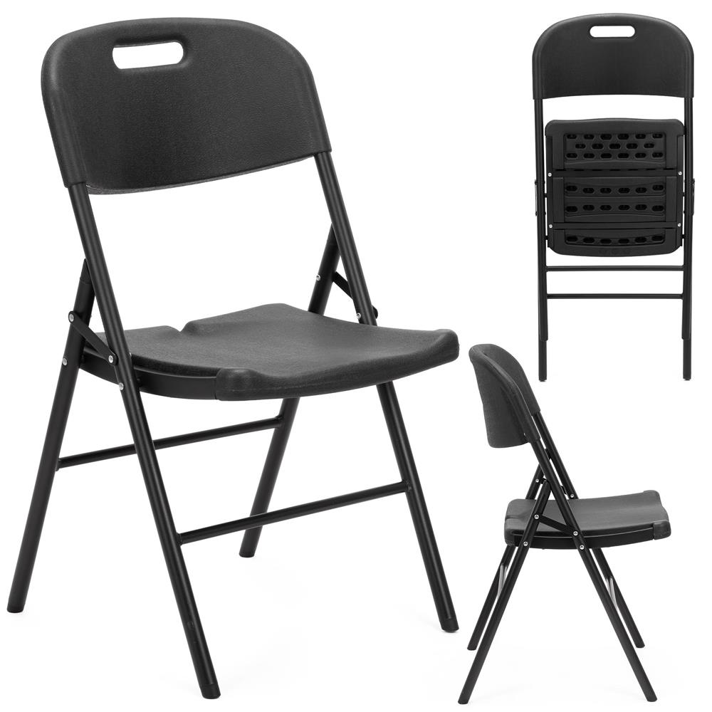 Scaun pliant din plastic pentru catering sau terasa, sarcina 150kg, negru - imagine 7