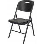 Scaun pliant din plastic pentru catering sau terasa, sarcina 150kg, negru