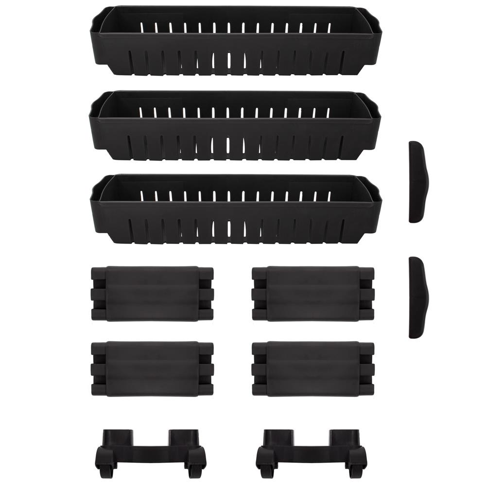 Raft ingust cu 3 niveluri, din PP, pentru baie sau bucatarie, 54x13x70 cm, negru - imagine 9