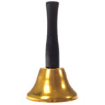 Clopotel auriu din metal, cu maner din lemn, 12cm