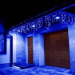 Ghirlanda luminoasa tip perdea 300 LED-uri, 12m, pentru interior/exterior, iluminare albastra, cu telecomanda