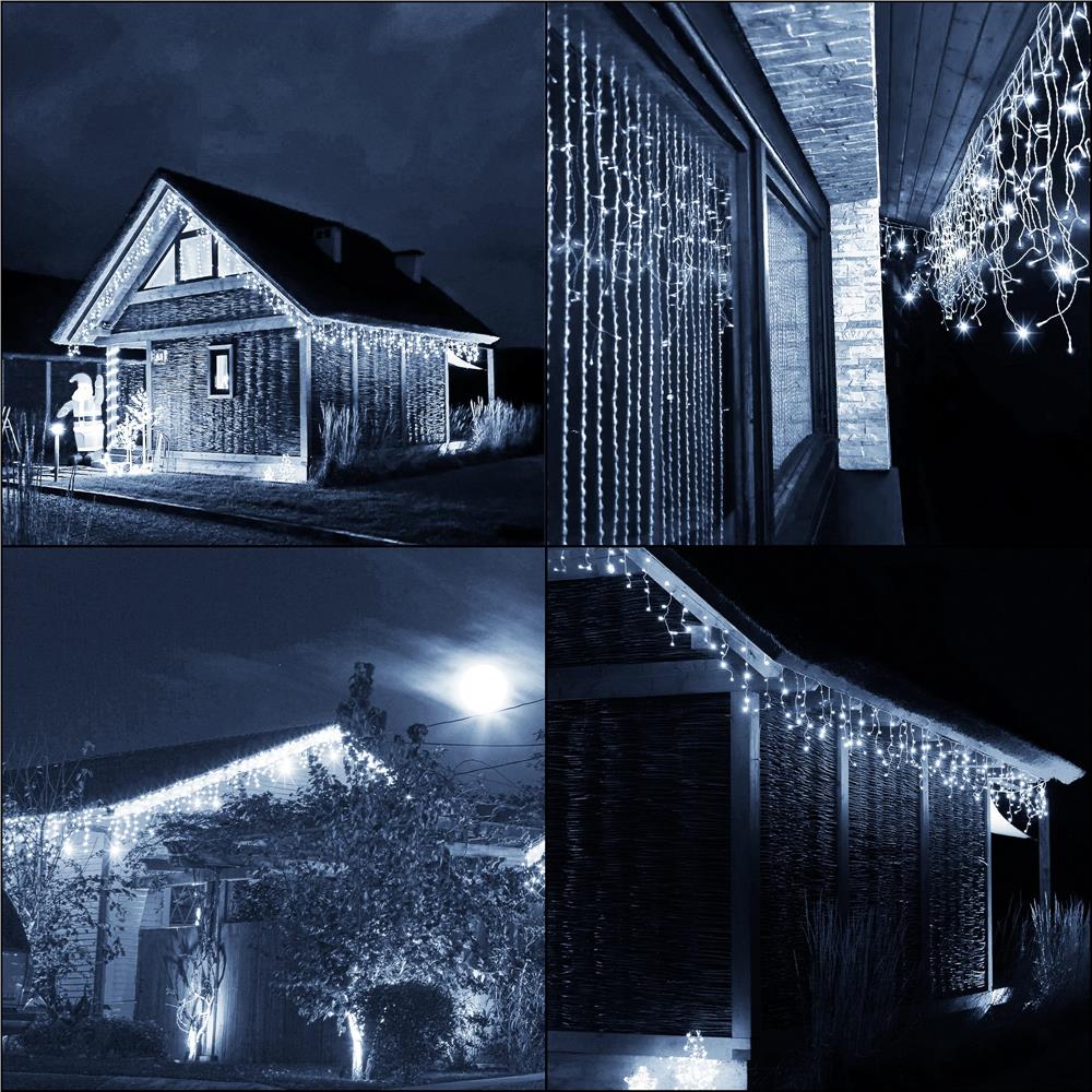 Ghirlanda luminoasa tip perdea 300 LED-uri, 12m, pentru interior/exterior, iluminare alba - imagine 37