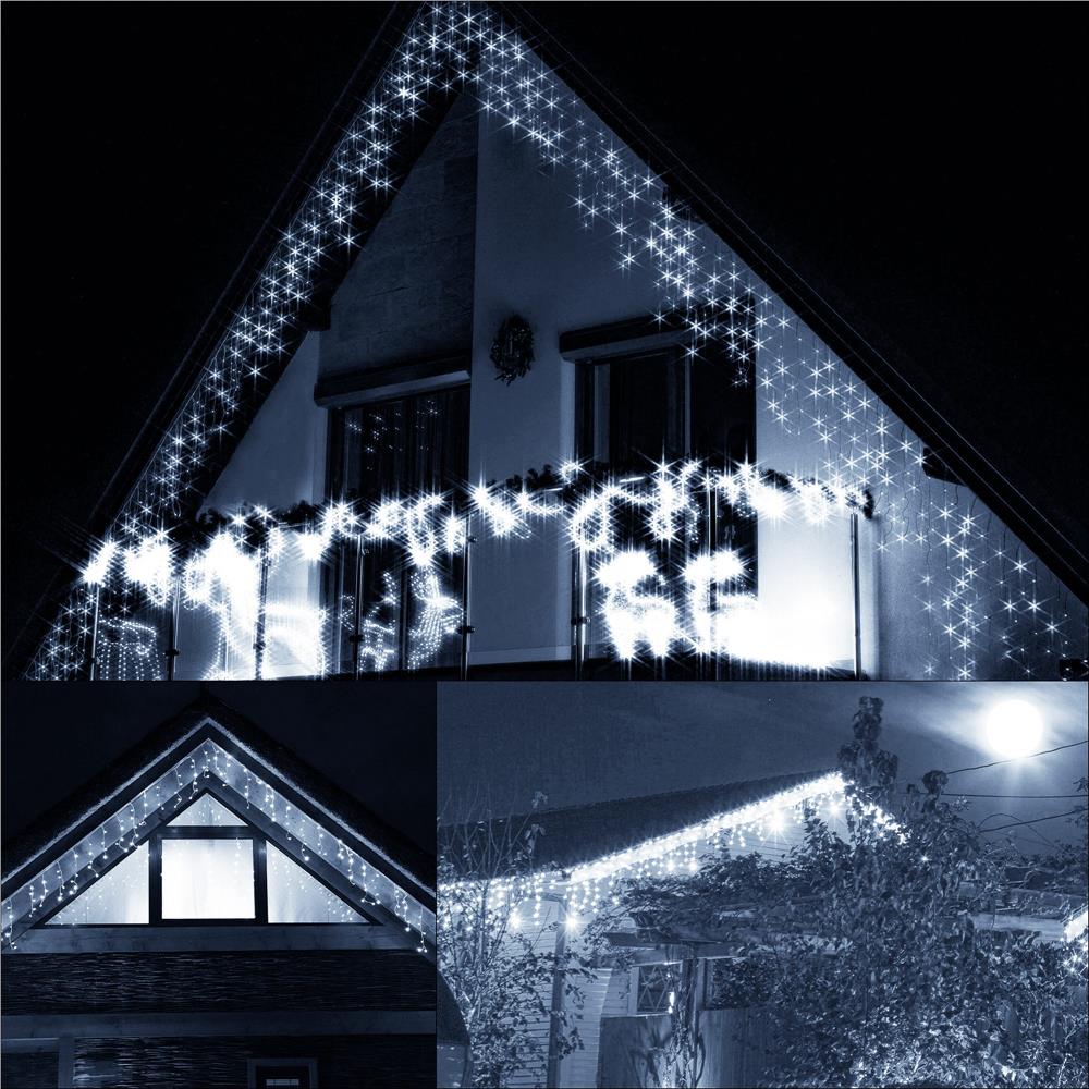 Ghirlanda luminoasa tip perdea 300 LED-uri, 12m, pentru interior/exterior, iluminare alba - imagine 40