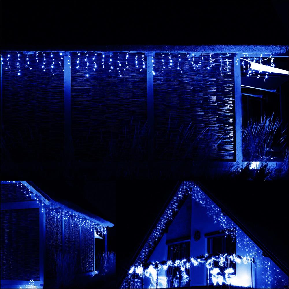 Ghirlanda luminoasa tip perdea 500 LED-uri, 20m, pentru interior/exterior, iluminare albastra - imagine 12