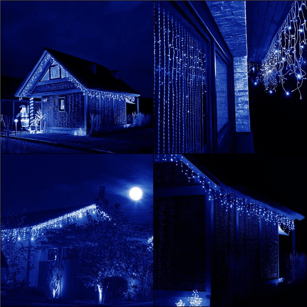 Ghirlanda luminoasa tip perdea 500 LED-uri, 20m, pentru interior/exterior, iluminare albastra - imagine 14