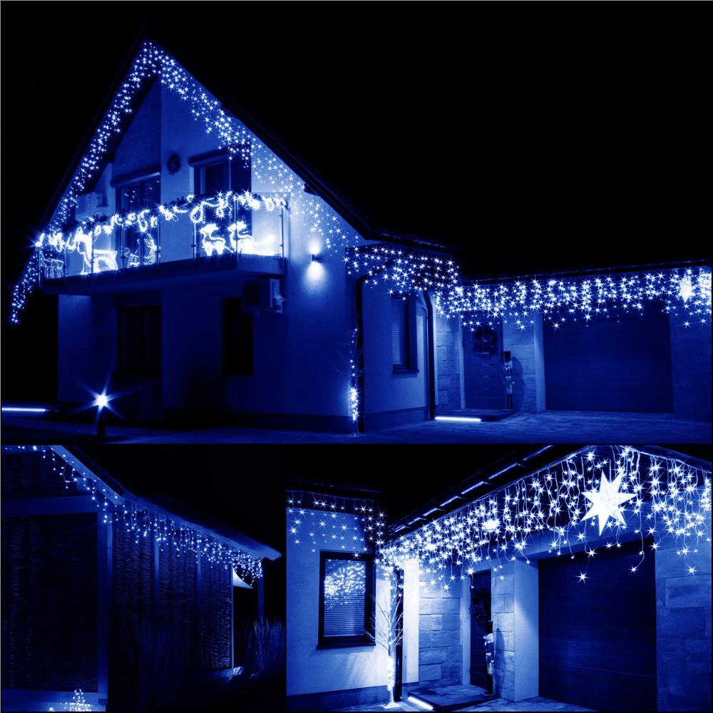 Ghirlanda luminoasa tip perdea 500 LED-uri, 20m, pentru interior/exterior, iluminare albastra - imagine 15