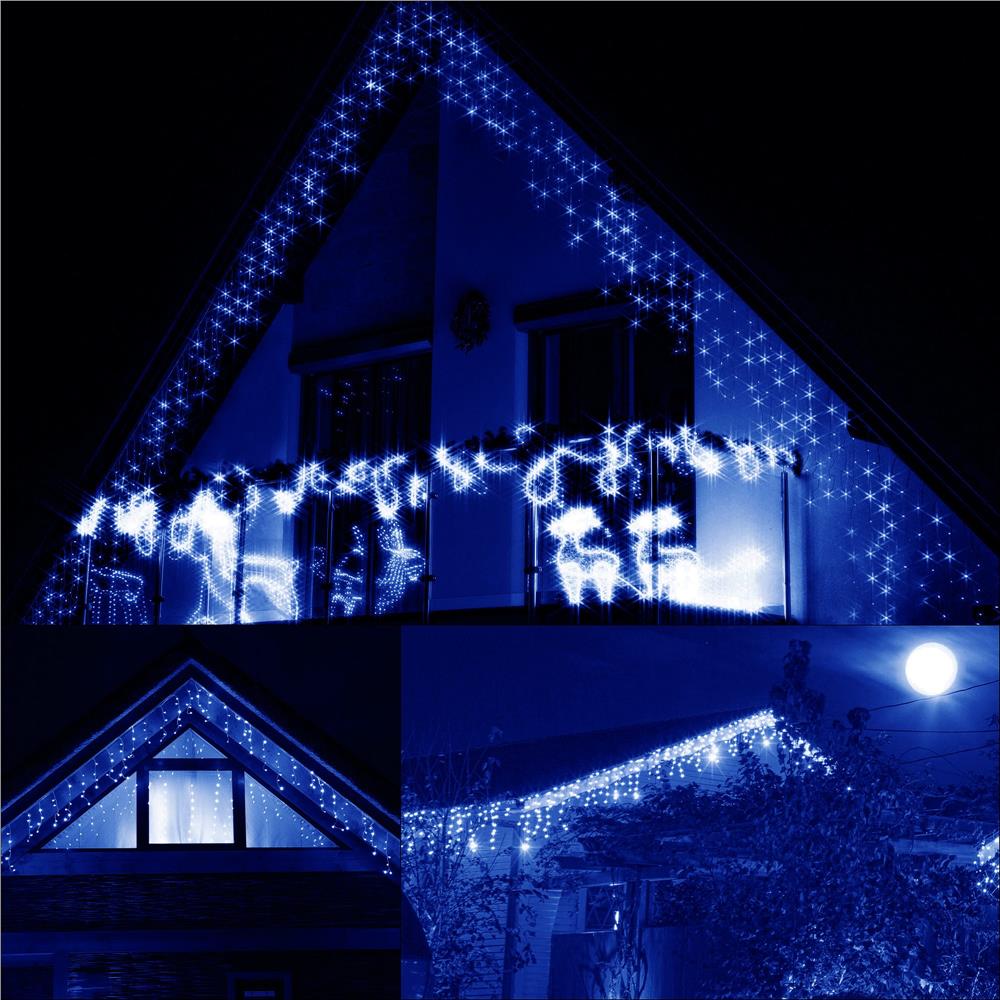 Ghirlanda luminoasa tip perdea 500 LED-uri, 20m, pentru interior/exterior, iluminare albastra - imagine 16