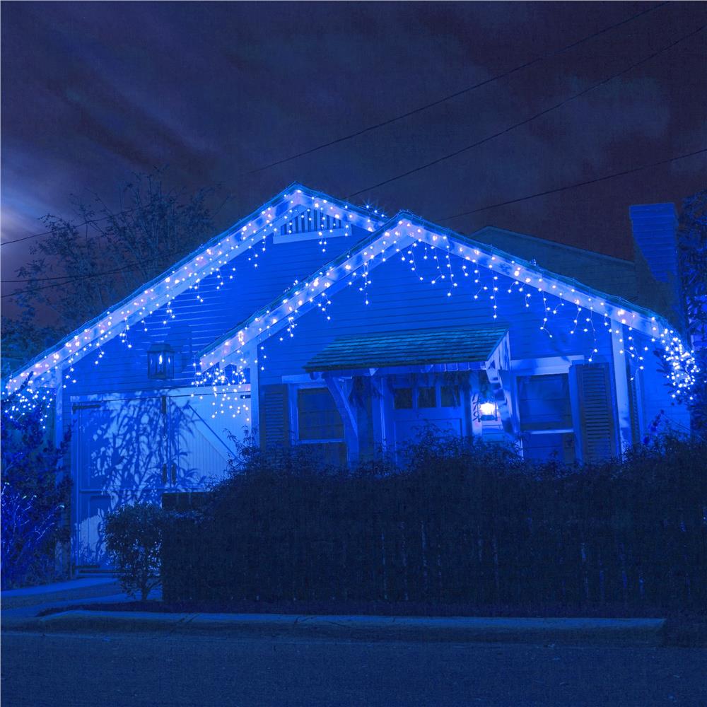 Ghirlanda luminoasa tip perdea 500 LED-uri, 20m, pentru interior/exterior, iluminare albastra - imagine 24
