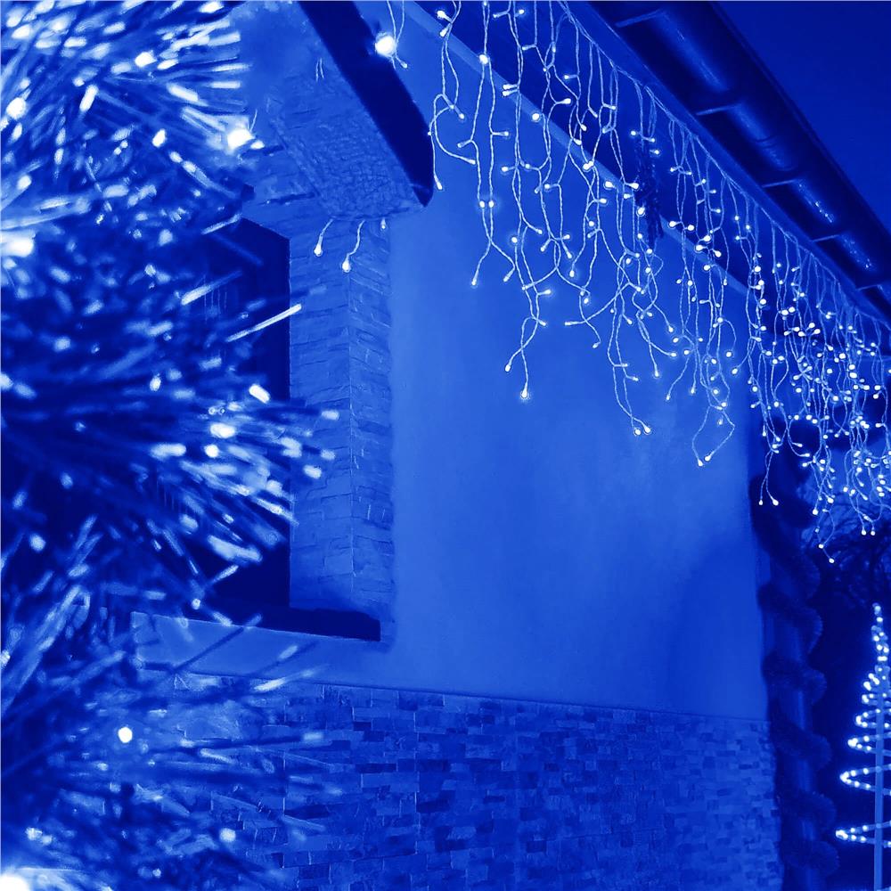 Ghirlanda luminoasa tip perdea 500 LED-uri, 20m, pentru interior/exterior, iluminare albastra - imagine 4
