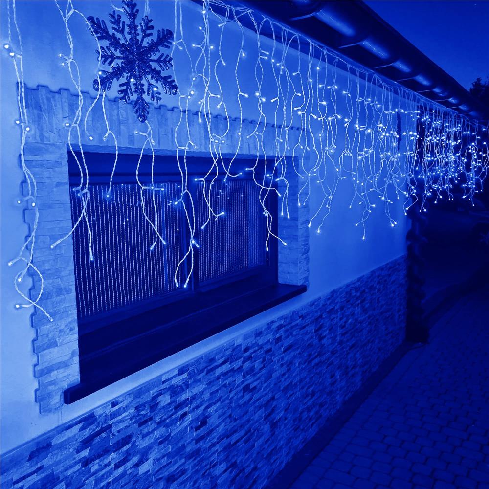 Ghirlanda luminoasa tip perdea 500 LED-uri, 20m, pentru interior/exterior, iluminare albastra - imagine 5
