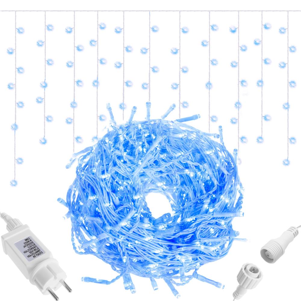 Ghirlanda luminoasa tip perdea 500 LED-uri, 20m, pentru interior/exterior, iluminare albastra - imagine 42