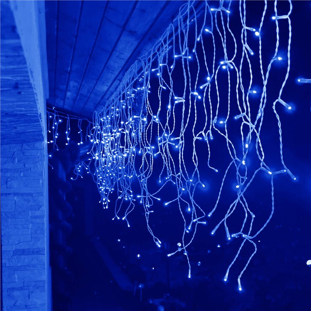 Ghirlanda luminoasa tip perdea 500 LED-uri, 20m, pentru interior/exterior, iluminare albastra - imagine 8
