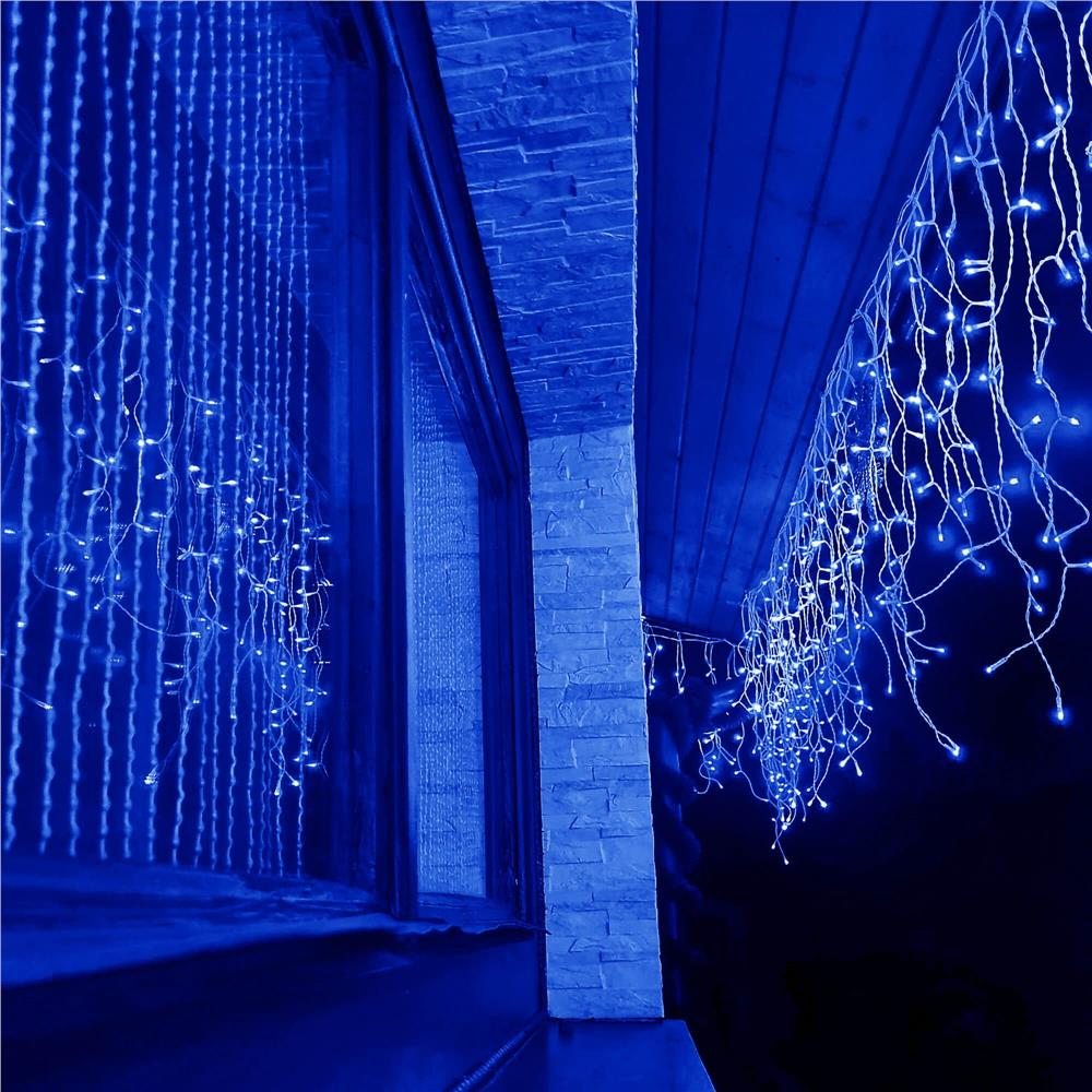Ghirlanda luminoasa tip perdea 500 LED-uri, 20m, pentru interior/exterior, iluminare albastra - imagine 9