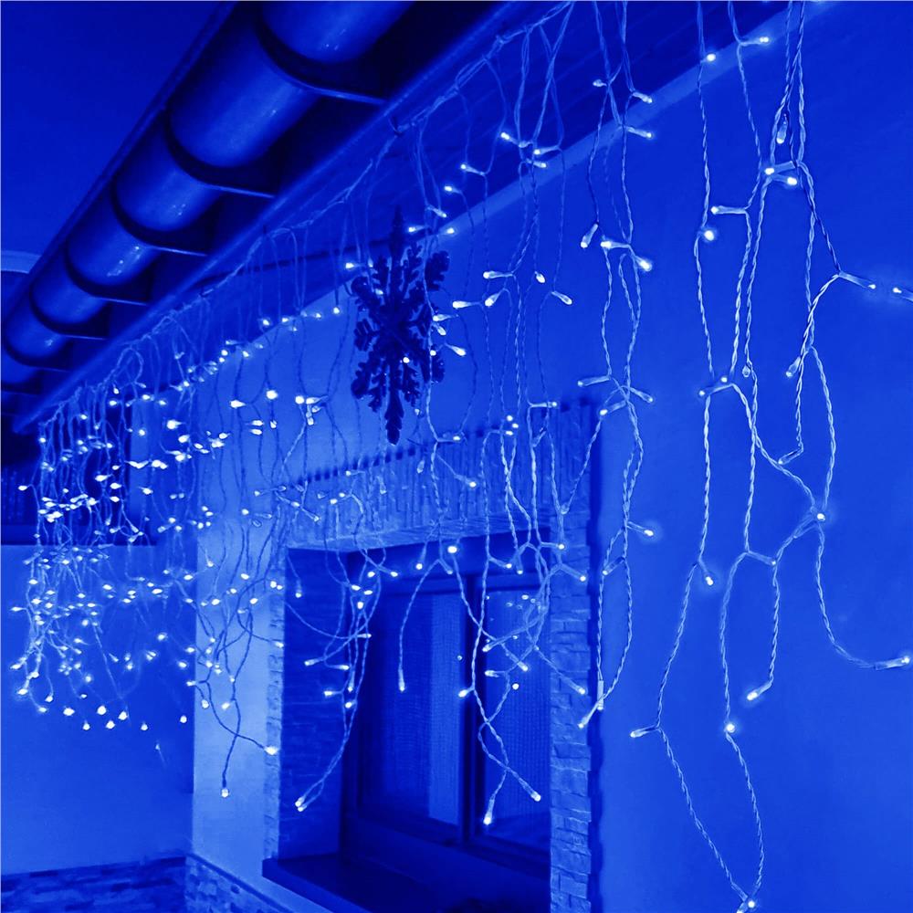 Ghirlanda luminoasa tip perdea 500 LED-uri, 20m, pentru interior/exterior, iluminare albastra - imagine 10
