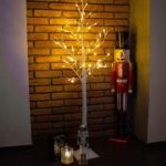 Pom decorativ luminat pentru Craciun, pentru interior/exterior, inaltime 120cm, 48 leduri cu lumina alb cald