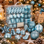 Set globuri si decoratiuni de Craciun, 77 piese, diverse dimensiuni, albastru