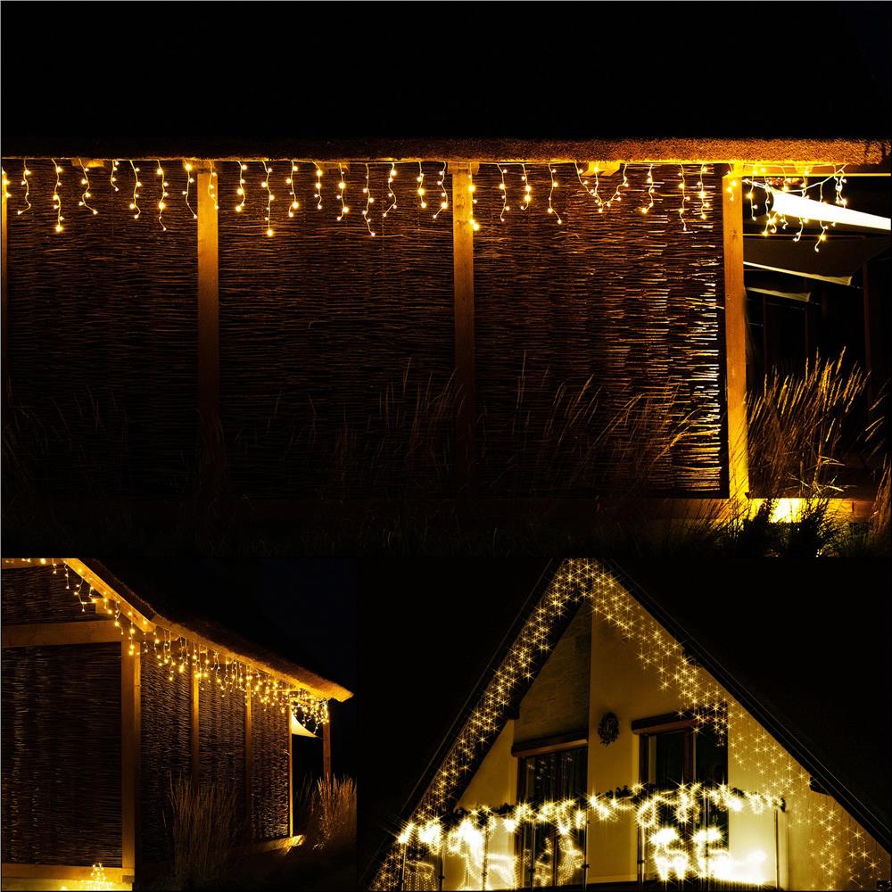 Ghirlanda luminoasa tip perdea 300 LED-uri, 12m, pentru interior/exterior, iluminare galbena - imagine 7
