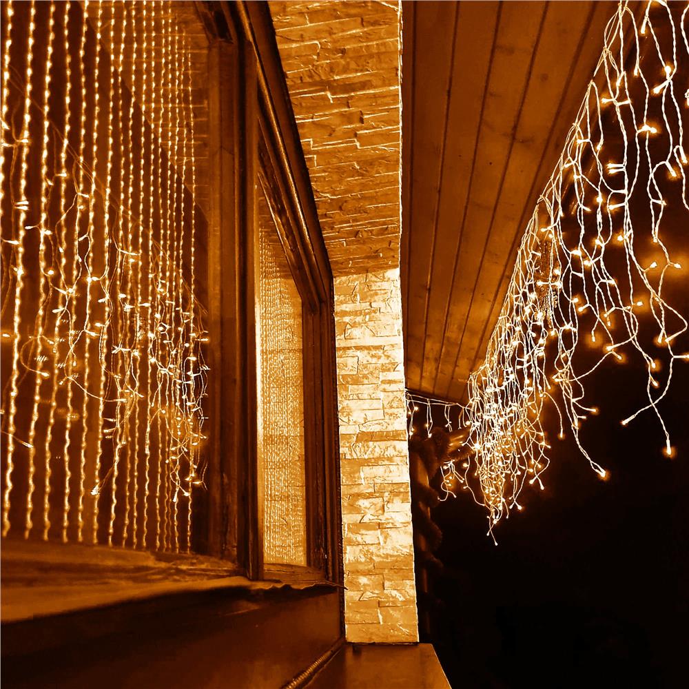 Ghirlanda luminoasa tip perdea 300 LED-uri, 12m, pentru interior/exterior, iluminare galbena - imagine 29