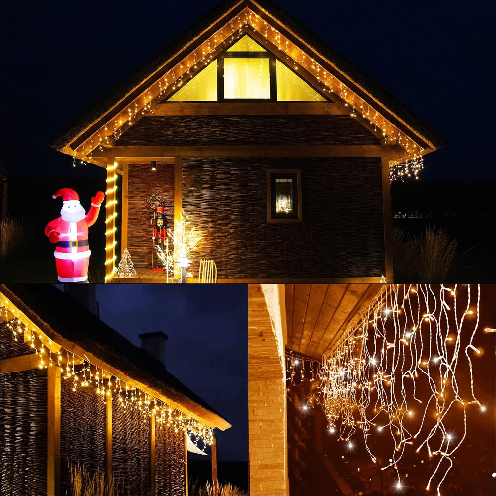 Ghirlanda luminoasa tip perdea 300 LED-uri, 12m, pentru interior/exterior, iluminare galbena - imagine 10