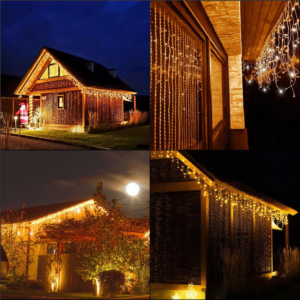 Ghirlanda luminoasa tip perdea 300 LED-uri, 12m, pentru interior/exterior, iluminare galbena - imagine 11