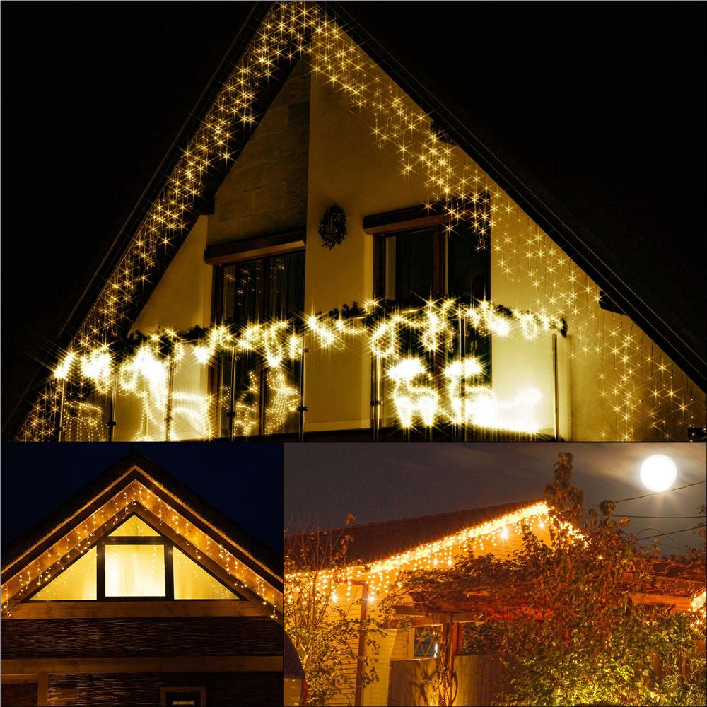 Ghirlanda luminoasa tip perdea 300 LED-uri, 12m, pentru interior/exterior, iluminare galbena - imagine 14