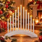 Sfesnic decorativ de Advent cu 11 lumanari LED, argintiu