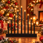Sfesnic decorativ de Advent cu 9 lumanari LED, negru
