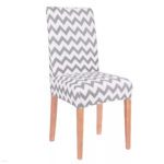 Husa universala pentru scaun, marime universala, poliester si spandex, 45 cm x 60 cm, zig zag, alb gri