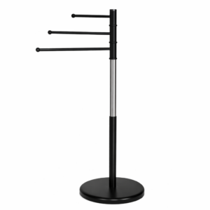 Suport cuier pentru prosoape cu 3 brate egale 32 cm, inaltime 86 cm, negru