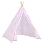 Cort copii Sersimo stil indian Teepee Tent cu fereastra, alb roz zig zag