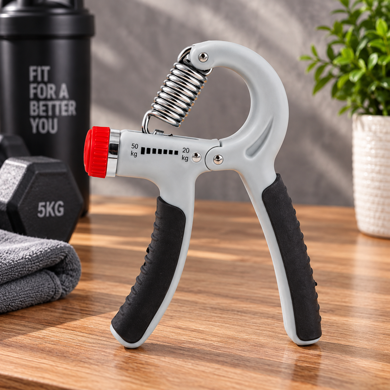 Flexor ajustabil pentru antebrat si degete, rezistenta 20-50 kg, manere antiderapante, negru/gri - imagine 6