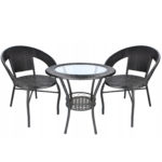 Set mobilier gradina Sersimo Alicante, 2 scaune, 1 masa, negru