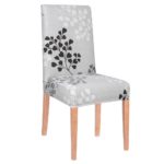 Husa universala pentru scaun, marime universala, poliester si spandex, 45 x 60 cm, gri floral
