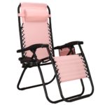 Sezlong scaun pliant plaja sau gradina, Siesta, gravitatie zero, cu tetiera, 175x67x110 cm, roz