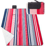 Patura pentru picnic sau plaja, cu folie izolatoare si maner, 160x200cm, albastru rosu